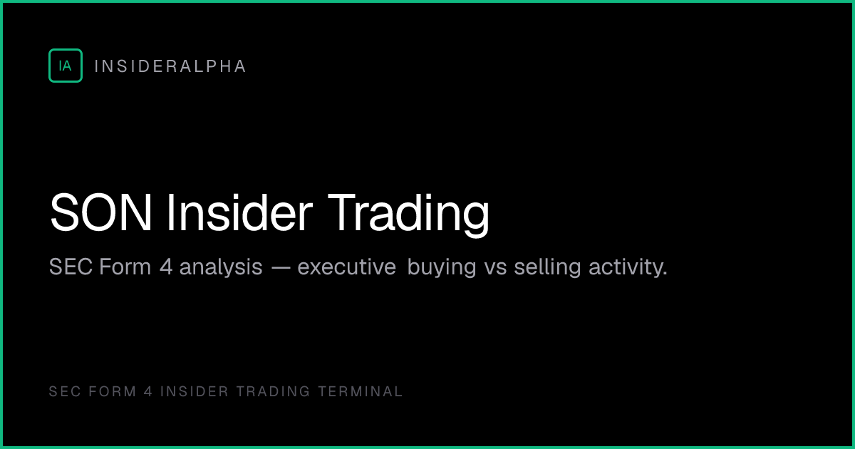 SON Insider Selling 2026 — SONOCO PRODUCTS CO — SEC Form 4 | InsiderAlpha